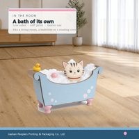 Griffoir pour chat en carton bleu en forme de baignoire, avec motif graphique et design de lit, pour chats d'intérieur, vente en gros, direct usine