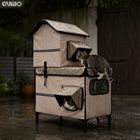 Abri pour chat extérieur à deux étages, surélevé et isolé, pour chats d'extérieur et maisons à plusieurs chats