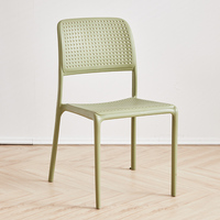 Chaise de salle à manger empilable en plastique PP, dossier ajouré en grille, chaise d'appoint nordique pour la maison, le restaurant, le café, la terrasse, 5 couleurs disponibles