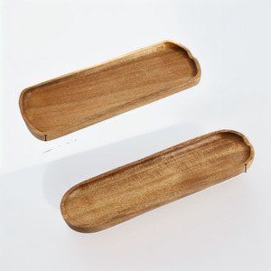 Wooden Rectangular <b>Tray</b> 25 X 9.3 Cm Handmade Serving Plate For Dessert Fruit Sushi Spoon Holder - Product Image 1