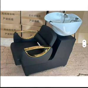 Fauteuil de lavage de cheveux moderne, durable et facile à nettoyer, avec bac en céramique, revêtement en cuir PU, structure en aluminium, unité de lavage pour salon - Product Image 5