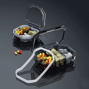 Portable 4-Compartment Travel Pill Organizer Moisture-Proof <b>Plastic</b> Daily Medicine Case Vitamins Fish Oil <b>Pocket</b> Purse - Product Image 5