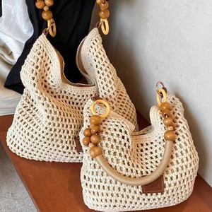 Borsa da Spiaggia Personalizzabile con Logo per Donne, Borsa Intrecciata a Mano, Borsa a <span class=keywords><strong>Tracolla</strong></span> all'Uncinetto, Borsa a Spalla Artigianale in Cotone per Esterni - Product Image 2