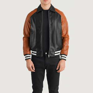 Chaqueta Varsity de Invierno para Hombre, de Cuero Transpirable, a la Moda, de Alta Calidad, Resistente al Agua y al Viento, Servicio OEM - Product Image 3