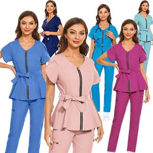 Uniformes d'infirmière extensibles personnalisés, nouvelles couleurs, vente en gros au prix d'usine, ensembles de beauté pour le gommage Slim Fit, hauts et pantalons pour femmes, costumes - Product Image 2