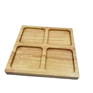 New Style Restaurant Reusable Rubber Wood Service Multi-functional Plate Snack Fruit Wooden Tray