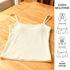 Canotta <span class=keywords><strong>Beige</strong></span> Personalizzata a Costine - <span class=keywords><strong>Top</strong></span> Corto con Spalline Sottili su Misura - Product Image 1