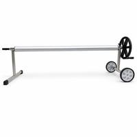 Enrouleur de bâche de piscine en aluminium pour bâche solaire, avec tube télescopique, manivelle à volant, antidérapant, écologique, support à roulettes