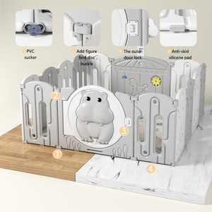 Parc <span class=keywords><strong>pour</strong></span> bébé pliable en forme d'animal de dessin animé, parc <span class=keywords><strong>pour</strong></span> bébé portable en plastique, parc <span class=keywords><strong>pour</strong></span> bébé Happy Baby sans toxines, clôture <span class=keywords><strong>pour</strong></span> enfants à la maison - Product Image 4