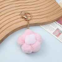 Porte-clés fleur en peluche mignon, pendentif fleur doux et moelleux, breloque de sac, porte-clés multicolore, ornement fleur en peluche