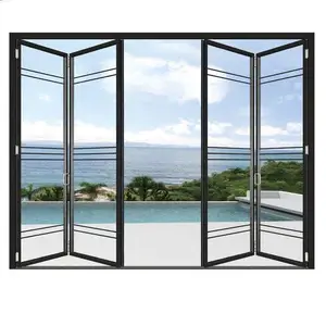 Customized Glass Folding Door American Style Bi- Folding Double Single Glass Door For Villa