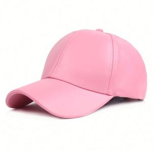 Wholesale <b>Light</b> Visor Men's Women's Leather Spring and Autumn Pu <b>Hats</b> Solid Color Baseball Caps Promotion Gift - Product Image 4