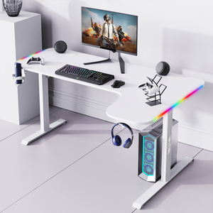 Mesa de juego blanca moderna de 140cm/160cm/180cm, ordenador <span class=keywords><strong>Pc</strong></span> de gran tamaño, mesa de escritorio grande en forma de <span class=keywords><strong>L</strong></span>, escritorio de <span class=keywords><strong>Pc</strong></span> para juegos - Product Image 2