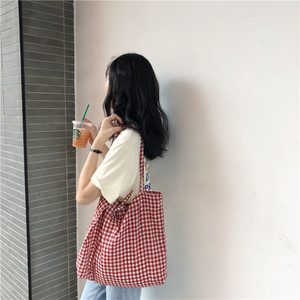 <span class=keywords><strong>Sac</strong></span> fourre-tout d'été à carreaux pour femme, <span class=keywords><strong>sac</strong></span> en tissu avec nœud, grande capacité, pour le quotidien et le shopping, vente en gros - Product Image 6