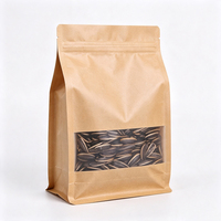 Sachets Doypack en papier kraft avec fenêtre givrée jaune, sacs en papier de qualité alimentaire, impression en héliogravure, impression de logo personnalisée, recyclables