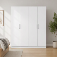 Armoire moderne de haute qualité à portes battantes, blanc pur, 4 portes, grande armoire en bois, placard