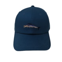 Casquette de baseball personnalisée à 6 panneaux, motif drapeau américain bleu marine, point d'aiguille