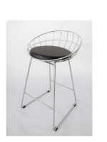 Tabouret de bar moderne en métal avec siège rembourré, chaise de bar à hauteur de comptoir avec structure chromée pour la maison, la cuisine et le restaurant