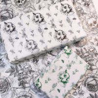 Décorations en papier kraft écologiques, résistantes à la graisse et à l'eau, série Halloween, motif floral squelette rose, 50x70cm, pour fêtes et cadeaux