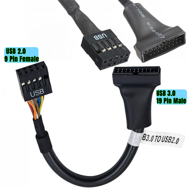 USB 2.0 9Pin to USB 3.0 20pin 19pin Housing Header Converter Cable 19 Pin USB3.0 Male to 9 Pin USB2.0 Female Motherboard Cable