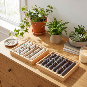 Bandeja de Exhibición de Joyería Rectangular de Madera y Terciopelo de Alta Calidad con Soporte Extraíble para Tiendas Minoristas - Product Image 1