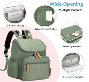 Sac à dos pour couches, sacs à couches imperméables avec station de change pour bébé, sac à dos de voyage tendance pour maman et papa - Product Image 4