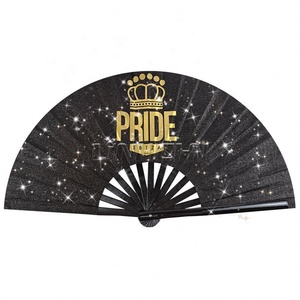 Ventilador de bambú personalizado de 13 pulgadas para bailar Rave Clack, logotipo de mano grande, sublimación, ruido fuerte, pintado, impresión personalizada de Bambú - Product Image 1