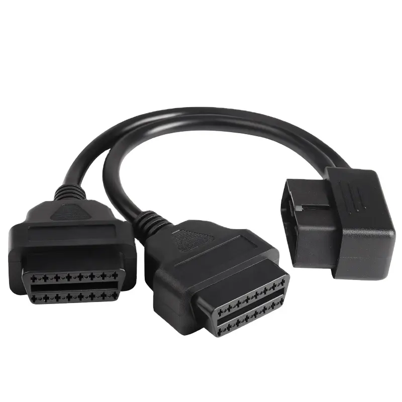 OBD2 Ccar Diagnostic Tools Customized Round Y Extension Cables Splitter And Connector Left Angle 1Male To 2 Female Scanner Teste