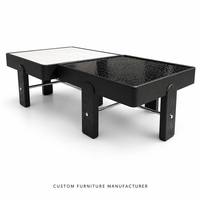 Table basse simple au design épuré, en panneau pressé foncé de forme linéaire, 140 cm, autoportante, pour un espace de rangement épuré dans le bureau ou la salle familiale