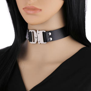 Vielfältige Stile Harajuku PU-Leder Choker Ketten-Anhänger Halsketten für Damen und Herren Punk Gothic Schwarze Halskette Coole Kette Cosplay - Product Image 2
