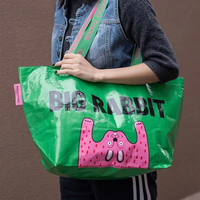 Sac fourre-tout en polypropylène laminé grande capacité, réutilisable, avec logo personnalisé, imperméable, pour courses, en gros