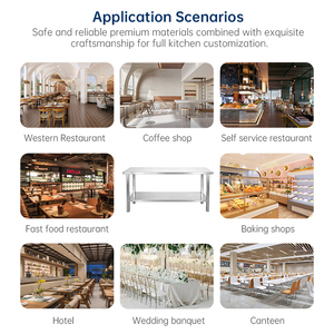 Tavolo da Lavoro Commerciale in Acciaio Inossidabile a Doppio Ripiano per Preparazione Alimenti, Design Rimovibile, Facile Installazione, Moderno - Product Image 4