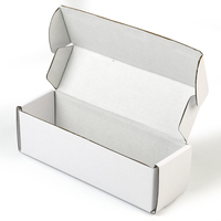 Boîte d'expédition en carton ondulé personnalisée, longue, blanche, à extrémités pliées, pour emballage de jeux de cartes