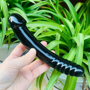 Bâton de massage en obsidienne noire naturelle, jouet sexuel, masturbateur, baguette yoni, 17,5 cm, 350 g, fait main, pour exercices de Kegel et massage thérapeutique - Product Image 1