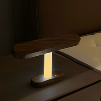 Nouvelle Lampe de Chevet LED Créative Tactile Rechargeable à Trois Couleurs pour Chambre, Multifonctionnelle, avec Horloge et Support en Bois