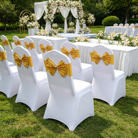 Bandes de chaise extensibles sans nœuds en polyester à sequins pour mariages, hôtels, banquets et événements