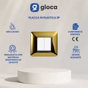 โกลก้า สวิตช์ติดผนัง 2 ช่อง แผ่นพลาสติก สีทองเงา ติดตั้งง่าย ใช้ได้กับมาติกซ์ - Product Image 3