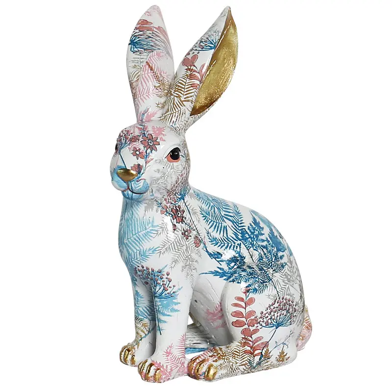 Nordic Style customized-made Table Ornament Gift Easter Festival Decoration Painted colorful Ceramic resin Jade Rabbit