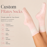 Chaussettes de yoga pour femmes, mi-mollet, antidérapantes, séchage rapide, respirantes, écologiques, en coton doux, chaussettes de pilates avec logo personnalisé