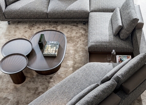 Hiện đại nâu đỏ đen <span class=keywords><strong>MDF</strong></span> gỗ 3 miếng trà cà phê Đặt vòng gỗ Bàn cà phê - Product Image 6