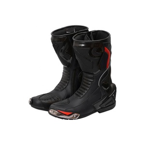 Chaussures de moto en cuir respirantes et imperméables noires, chaussures de sport, bottes montantes pour Motocross - Product Image 1