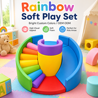 Ensemble de jeux d'intérieur multifonctionnel arc-en-ciel coloré pour enfants, toboggan en forme d'escargot, escaliers, zone de jeu pour l'entraînement sensoriel