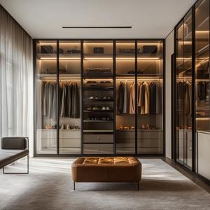 2024 moderne walk-in armoire garde-robe systèmes personnalisés conception en bois massif chambre placards MDF pour salon chambre personnalisable - Product Image 1