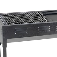 Barbecue au charbon de bois professionnel JSJM, robuste, hauteur réglable 49-65 cm, 30 cm, en acier inoxydable thermolaqué, pour viande et camping