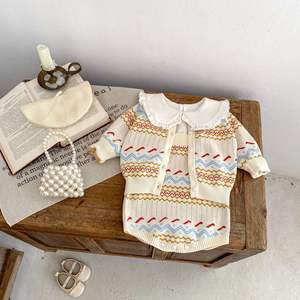 Engepapa Autumn Infant Kleidung Anzug Baumwolle Mädchen Strick Cardigan Mantel Stram pler 2 Stück Set Mode Baby Jacken - Product Image 2