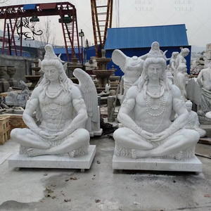 Statue de Shiva méditant en marbre <span class=keywords><strong>blanc</strong></span> sculptée à la main, taille réelle, dieu hindou Murti, sculpture religieuse en <span class=keywords><strong>pierre</strong></span> naturelle pour temple - Product Image 4
