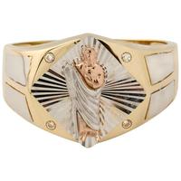 Bague Unisexe Personnalisée Saint Jude Gravée Multitons Forme Diamant avec Panneau Religieux – Vente en Gros