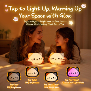 Veilleuse pour bébé chat, haut-parleur sans fil avec fonction tactile, lampe de chevet rechargeable, veilleuse LED douce pour chambre d'enfant - Product Image 3