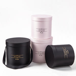 Toptan sarılmak kova siyah sevgililer günü için iki yuvarlak taşınabilir gül çiçek paketleme kutusu Set - Product Image 2