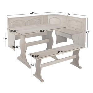 Ensemble de <span class=keywords><strong>coin</strong></span> repas en bois massif avec table et banc, style rustique en pin naturel, <span class=keywords><strong>coin</strong></span> repas de <span class=keywords><strong>cuisine</strong></span>, table de <span class=keywords><strong>coin</strong></span> repas, ensemble de table de <span class=keywords><strong>coin</strong></span> repas pour la maison - Product Image 2
